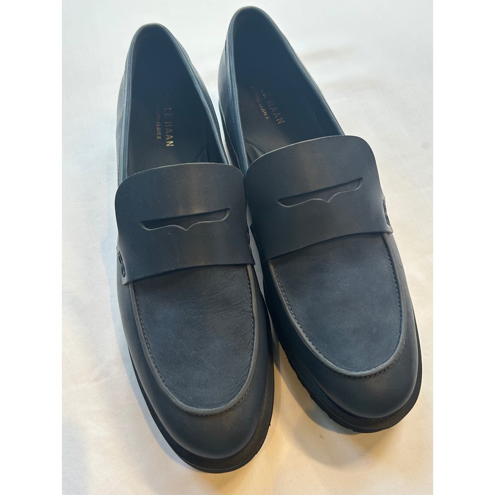 Cole Haan Penny Loafers Women 10B Navy Leather Lug Sole GrandSeries W22744